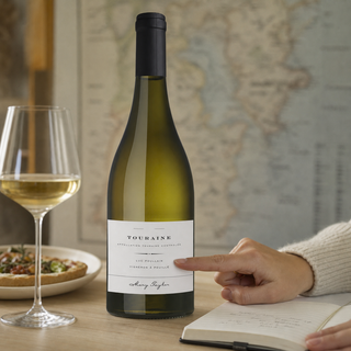 Botella de Mary Taylor Touraine con detalles de su etiqueta visibles