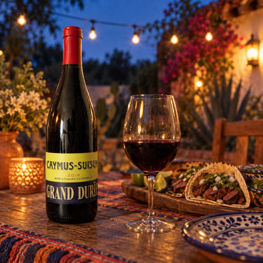 Caymus Suisun Grand Durif 2018 — lifestyle en hora azul